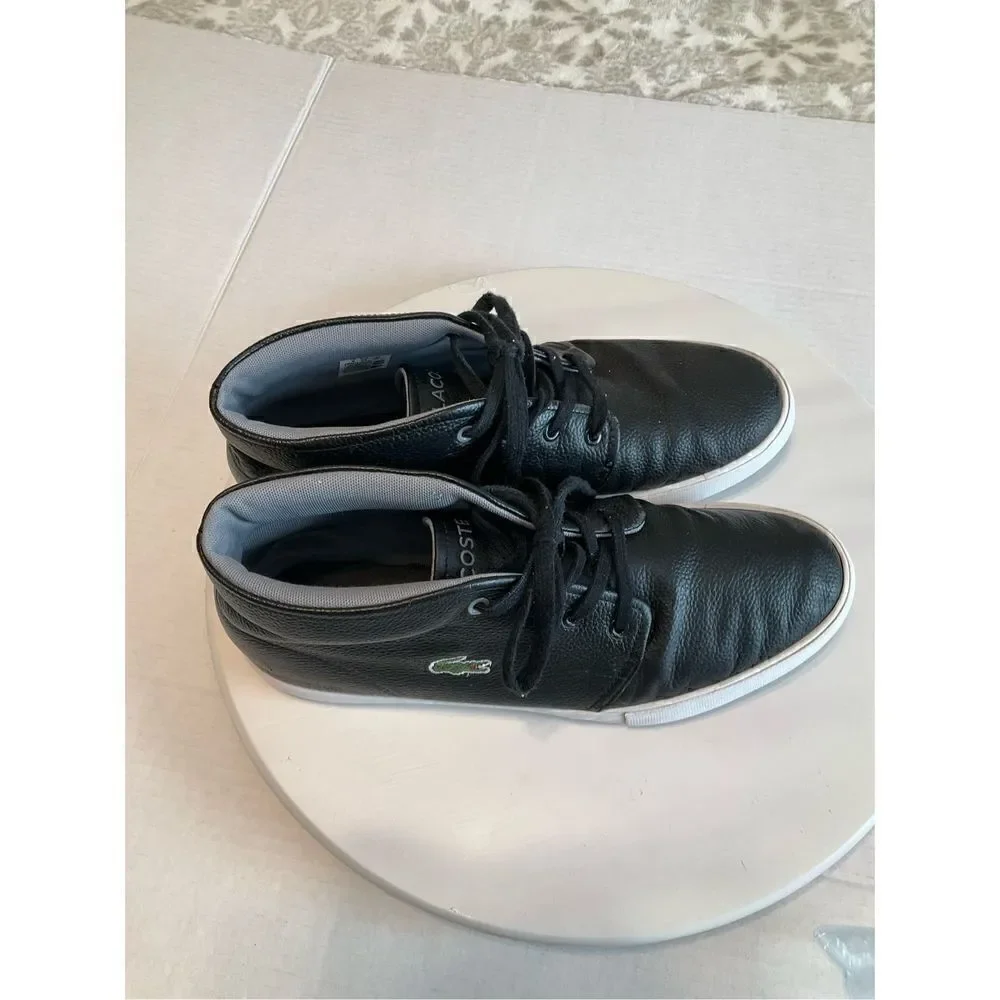 Lacoste Asparta High Top. Pebbled black leather, black. Men’s 10. Izod Alligator